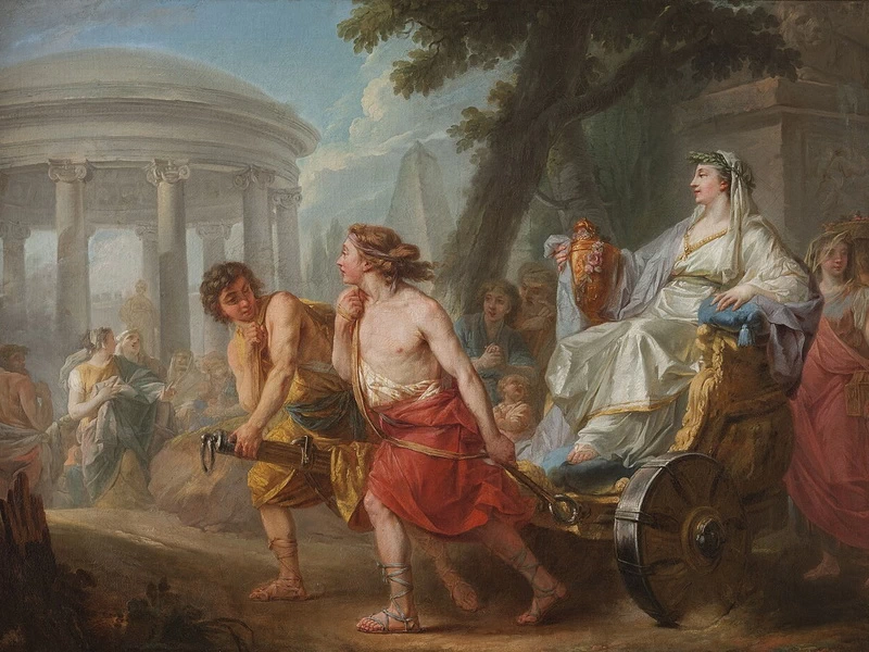 1732-Jean Bardin - Cleobi e Bitone con Cidippe davanti al tempio di Era - Museo Nazionale di Cracovia